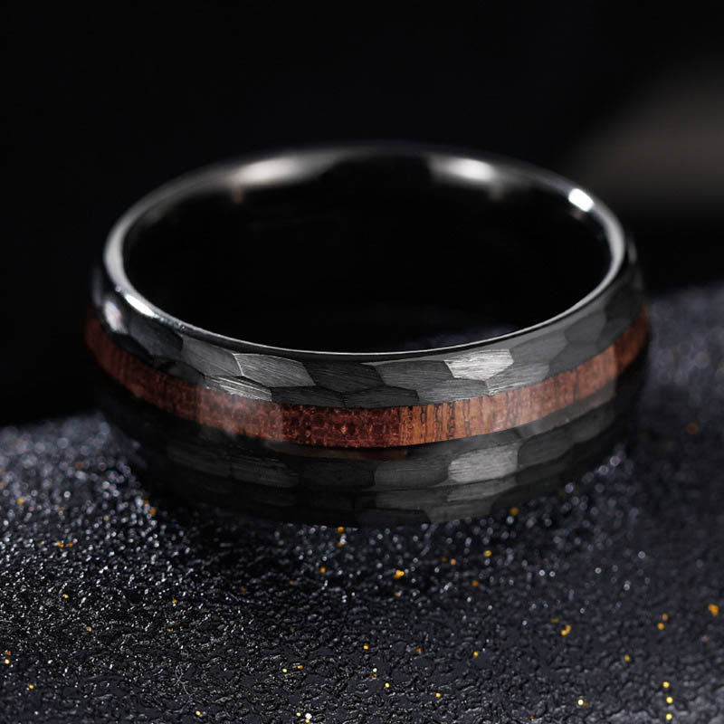 Nimara Ritual Hammered Texture Inlay Tungsten Steel Endurance Ring
