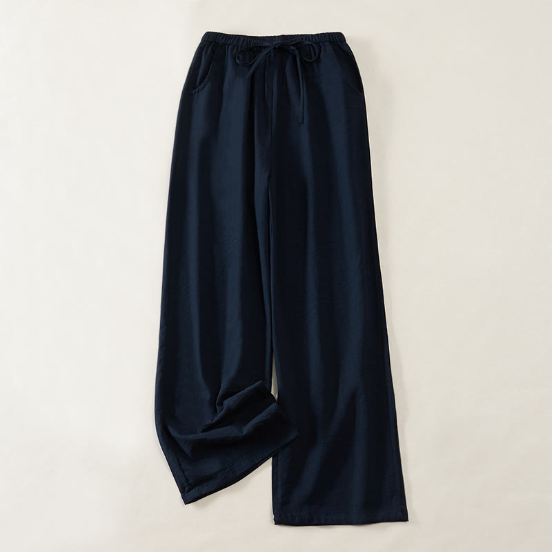 Nimara Ritual Simple Drawstring Design Women's Wide Leg Pants With Pockets