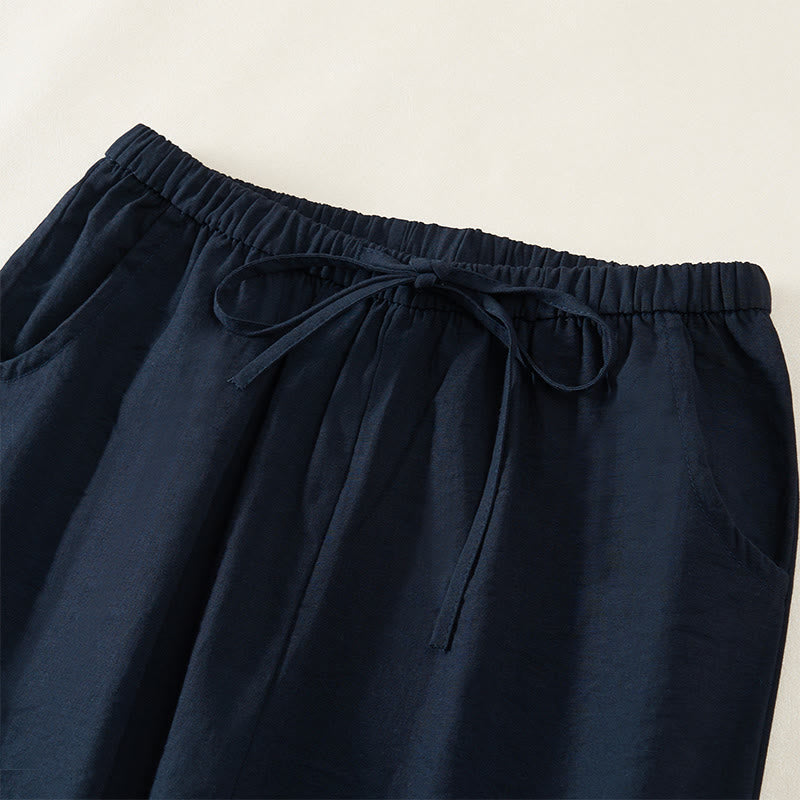 Nimara Ritual Simple Drawstring Design Women's Wide Leg Pants With Pockets