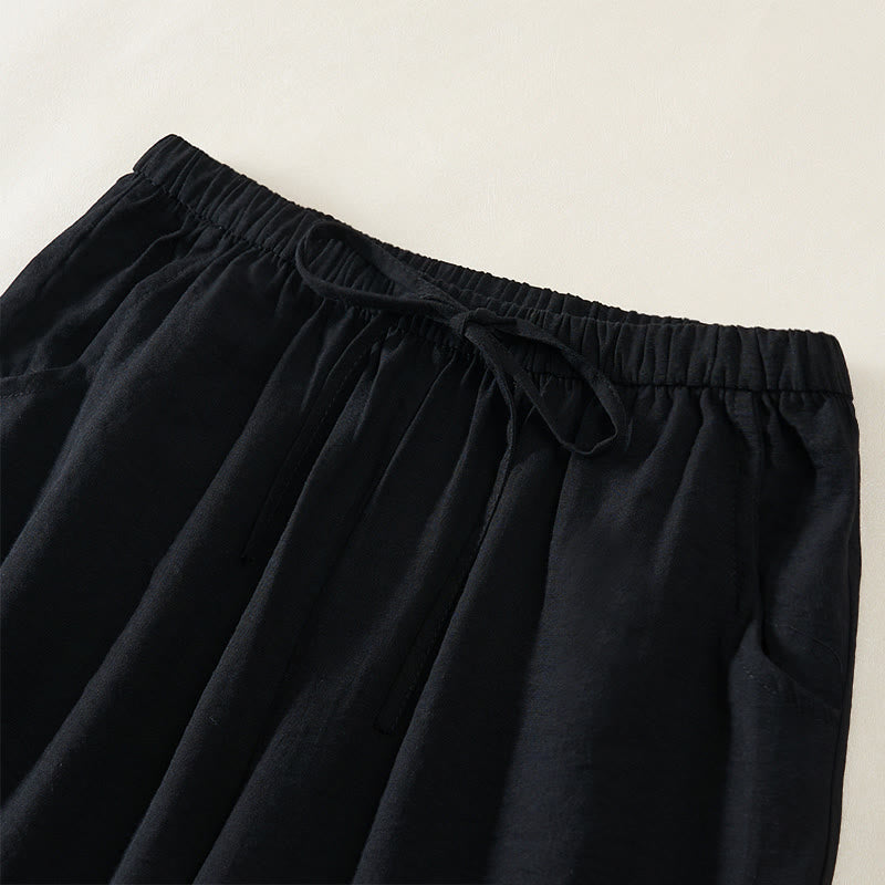 Nimara Ritual Simple Drawstring Design Women's Wide Leg Pants With Pockets