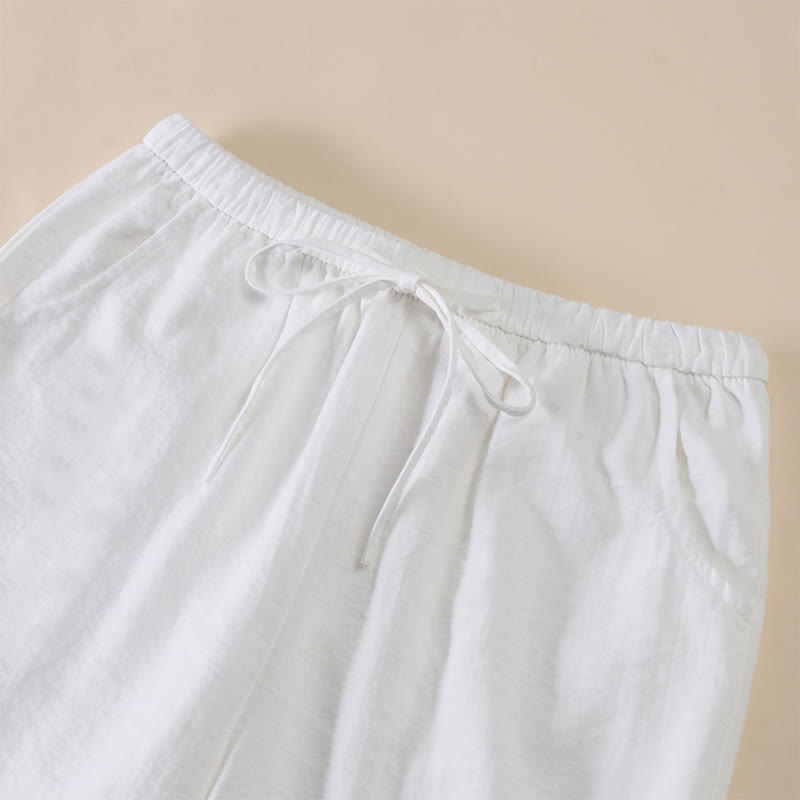 Nimara Ritual Simple Drawstring Design Women's Wide Leg Pants With Pockets