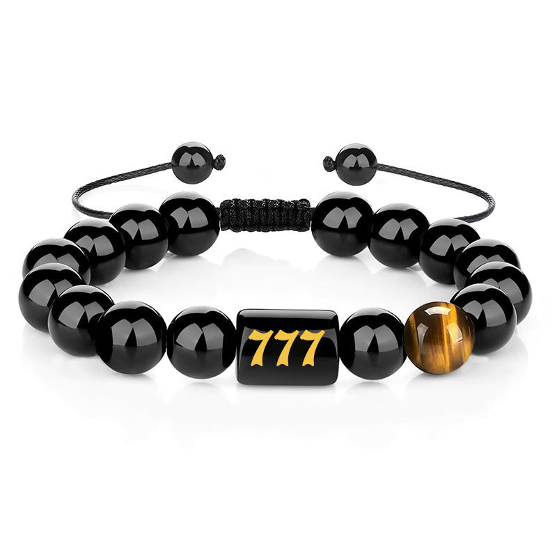 Nimara Ritual Angel Number Natural Black Obsidian Tiger Eye Strength Fulfillment Bracelet