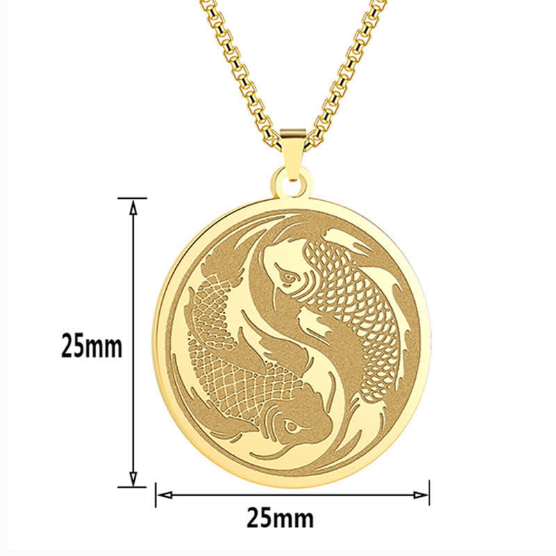 Nimara Ritual Stainless Steel Double Koi Fish Success Necklace Pendant