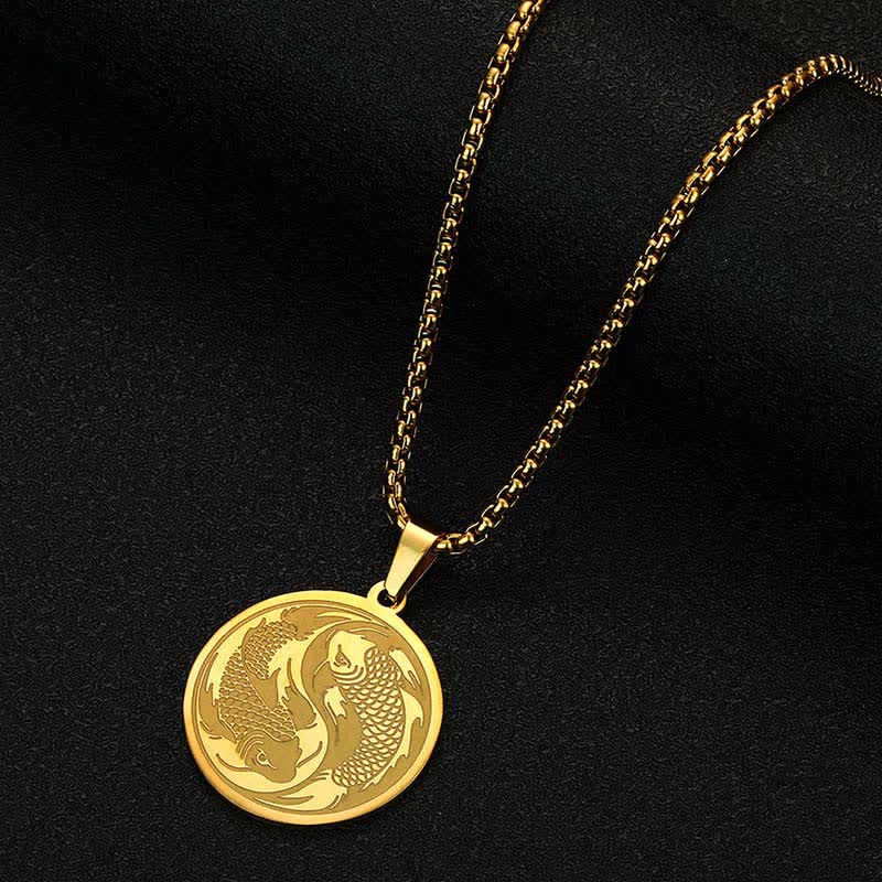 Nimara Ritual Stainless Steel Double Koi Fish Success Necklace Pendant