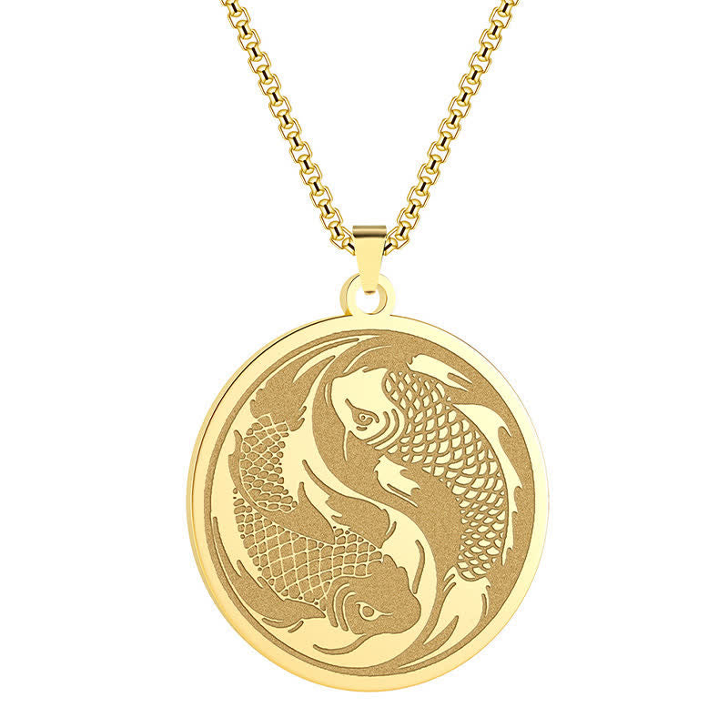 Nimara Ritual Stainless Steel Double Koi Fish Success Necklace Pendant