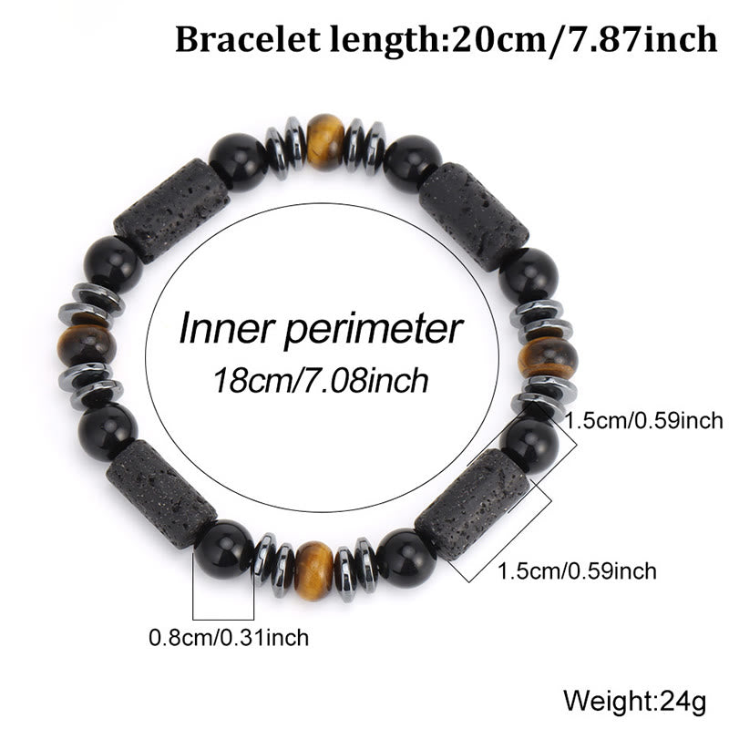 Nimara Ritual Natural Tiger's Eye Obsidian Hematite Lava Rock Powerful Bracelet