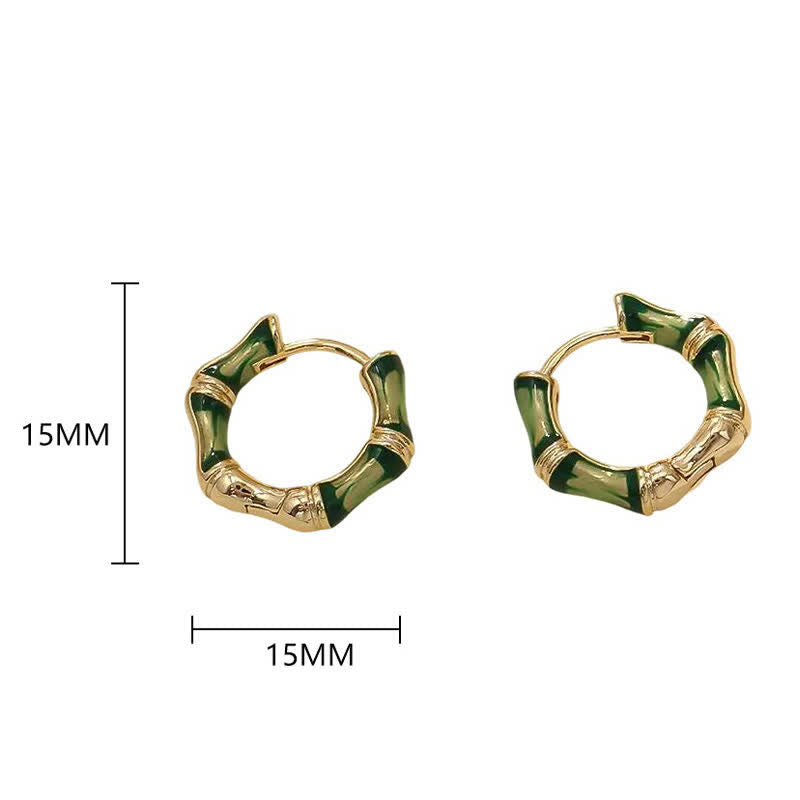 Nimara Ritual Round Bamboo Dripping Design Copper Fortune Hoop Earrings