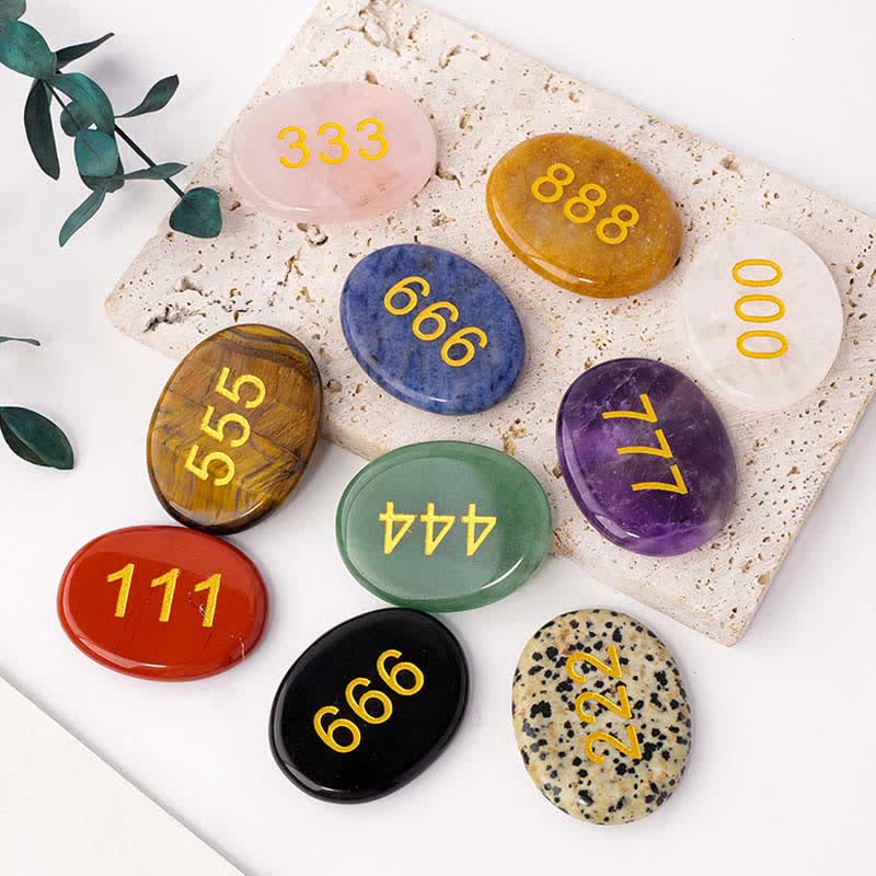 Nimara Ritual Angel Numbers White Crystal Red Jasper Pink Crystal Green Aventurine Meditation Palm Stone