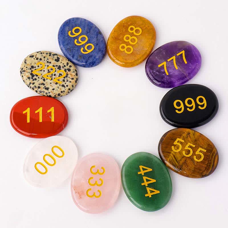 Nimara Ritual Angel Numbers White Crystal Red Jasper Pink Crystal Green Aventurine Meditation Palm Stone