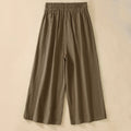 Nimara Ritual High Waist Capri Cropped Women's Wide Leg Cotton Pants With Pockets