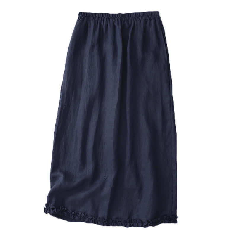 Nimara Ritual Commute Elastic Waistband Pleated Hem Capri Length Women's Lined Skirt With Pockets