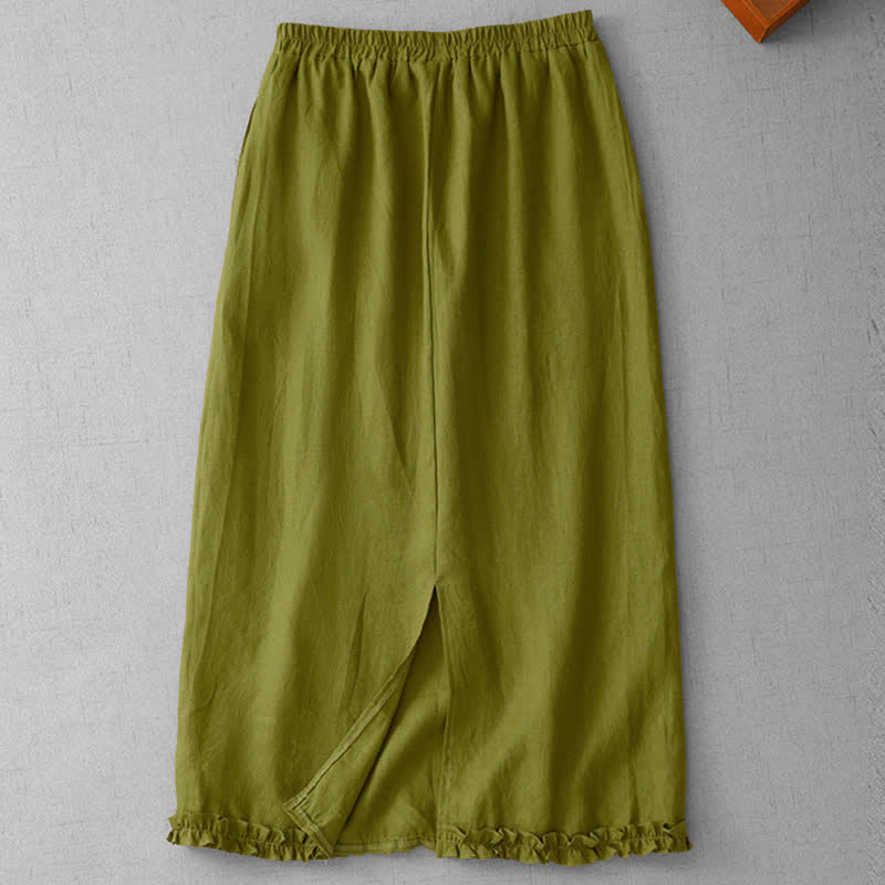 Nimara Ritual Commute Elastic Waistband Pleated Hem Capri Length Women's Lined Skirt With Pockets