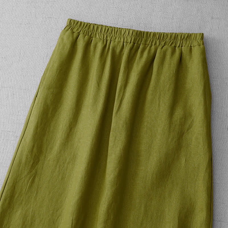 Nimara Ritual Commute Elastic Waistband Pleated Hem Capri Length Women's Lined Skirt With Pockets