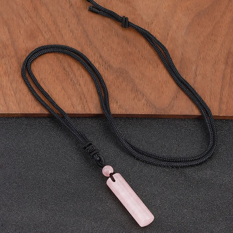 Nimara Ritual Various Crystal Rose Quartz Green Aventurine Amethyst Cylinder Healing Necklace Pendant