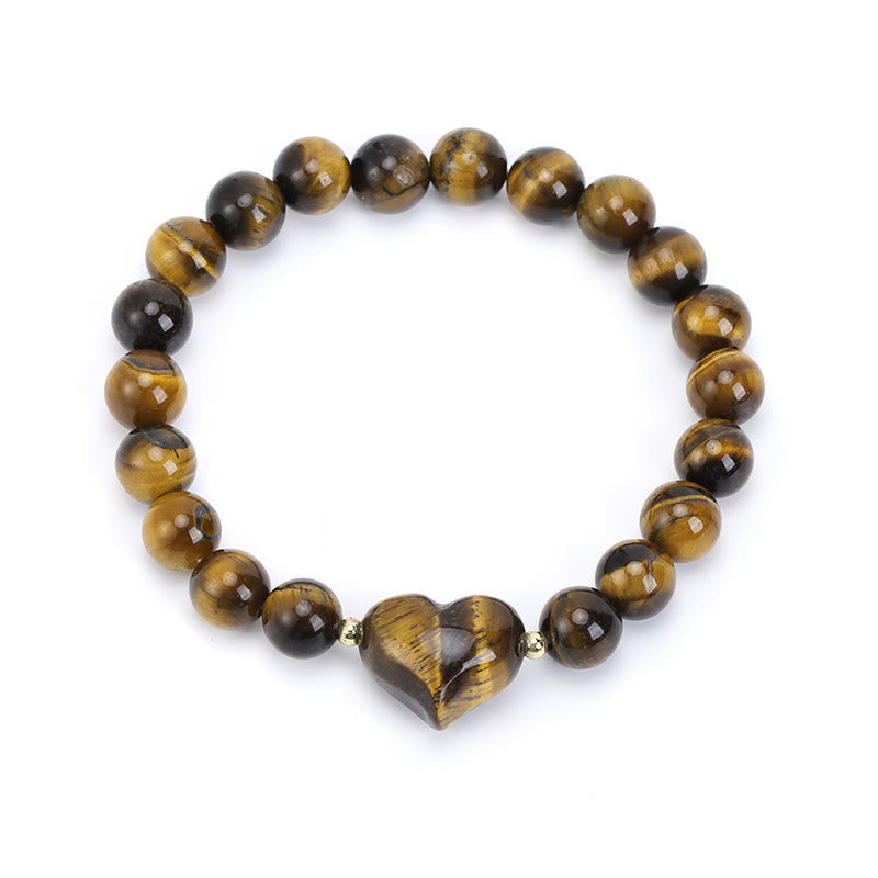 Nimara Ritual Natural Amethyst Green Aventurine Tiger Eye Strawberry Quartz Love Heart Spiritual Bracelet