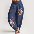 Nimara Ritual Cotton Koi Fish Pink Peach Blossoms Pattern Women's Elastic Waist Harem Pants