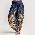 Nimara Ritual Cotton Phoenix Butterfly Flower Pattern Women's Elastic Waist Harem Pants
