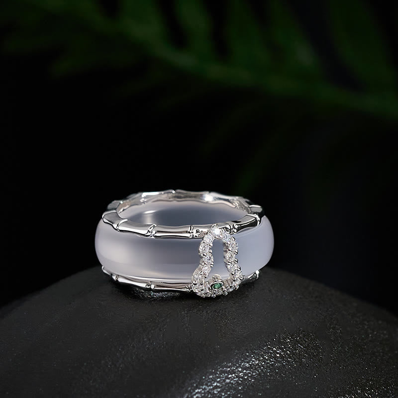 Positive and Harmony Chalcedony Gourd Flower Ring