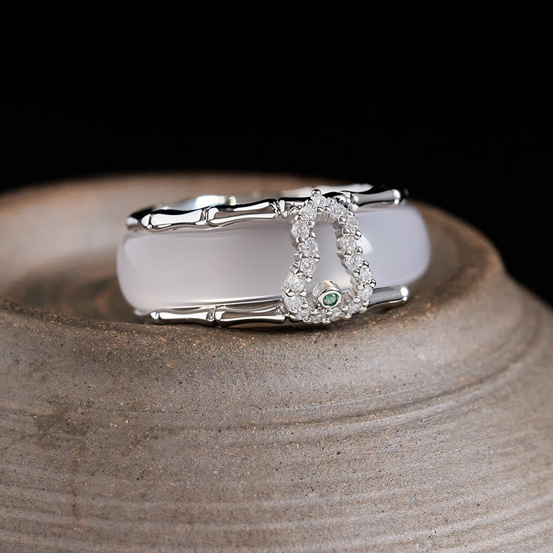 Positive and Harmony Chalcedony Gourd Flower Ring