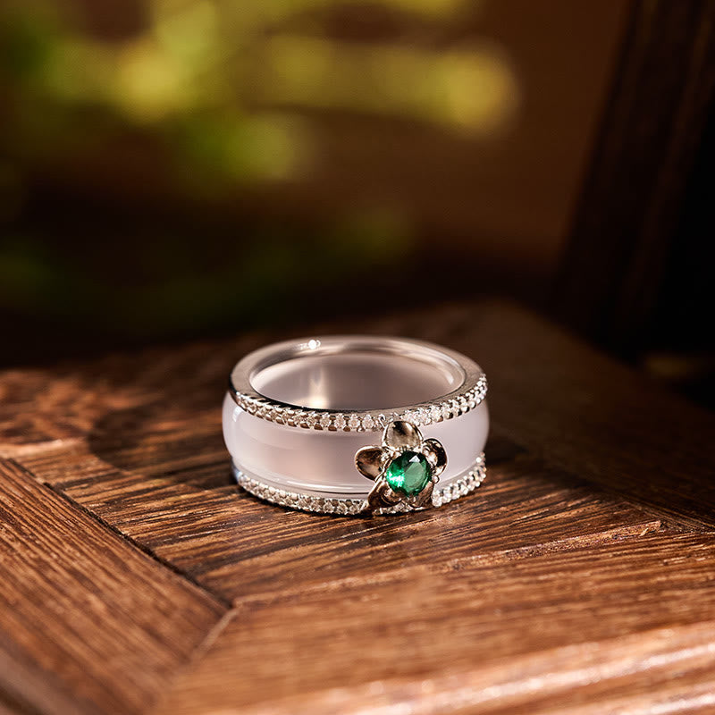 Positive and Harmony Chalcedony Gourd Flower Ring