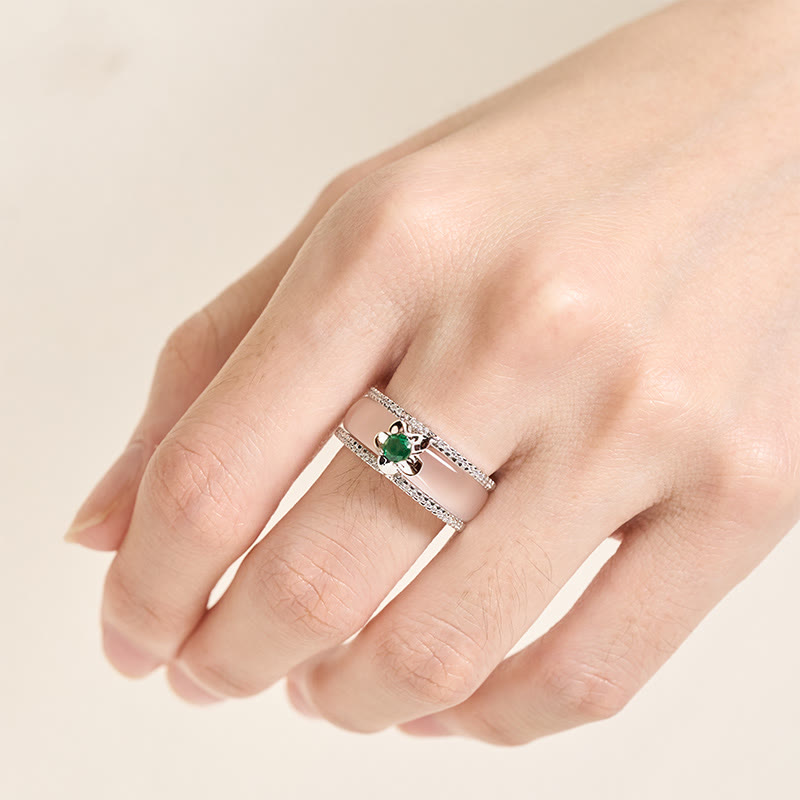 Positive and Harmony Chalcedony Gourd Flower Ring