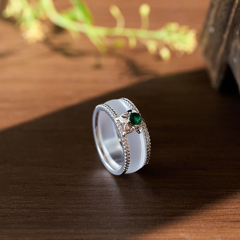 Positive and Harmony Chalcedony Gourd Flower Ring