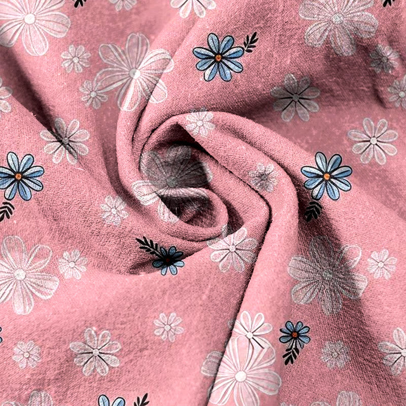Nimara Ritual Pure Cotton Daisy Pattern Women's Elastic Waist Pants With Pockets