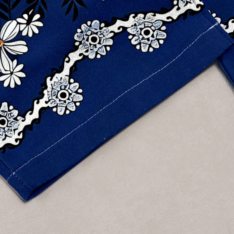 Nimara Ritual Pure Cotton Daisy Pattern Women's Elastic Waist Pants With Pockets