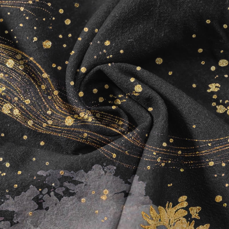 Nimara Ritual Pure Cotton Flower Petal Pattern Women's Elastic Waist Pants With Pockets