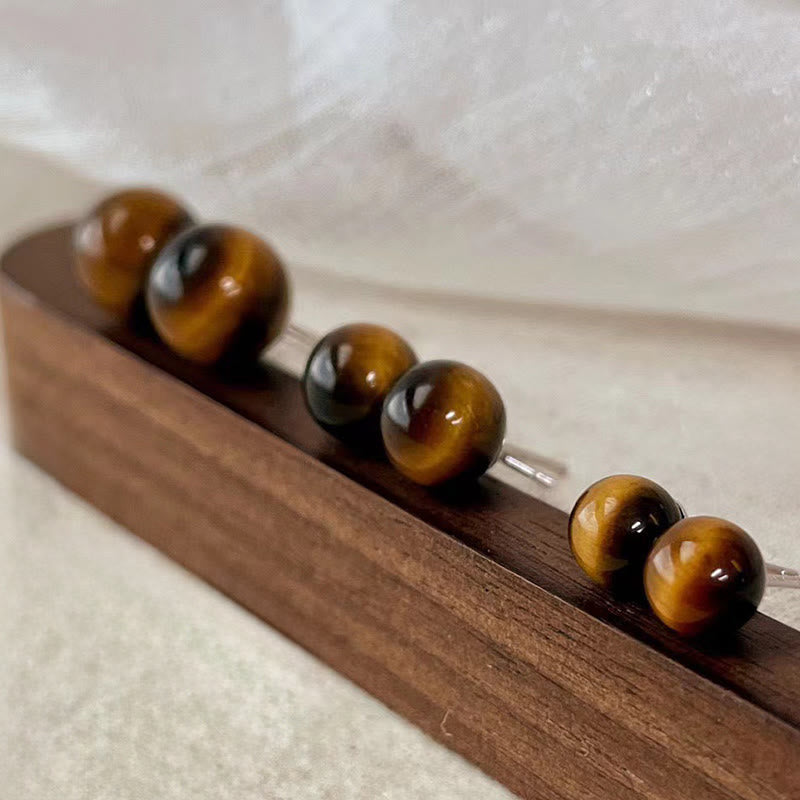 Nimara Ritual Simple Tiger Eye Retro Round Protection Stud Earrings