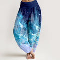 Nimara Ritual Cotton Koi Fish Aquatic Pattern Women's Elastic Waist Harem Pants