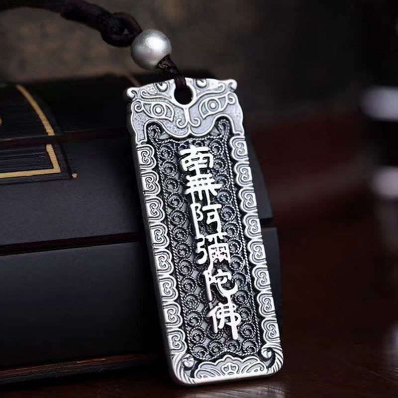 Nimara Ritual Copper Namo Amitabha Om Mani Padme Hum Rope Wisdom Necklace Pendant