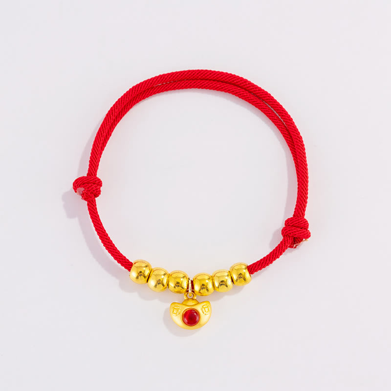 Nimara Ritual Red String Bead Yuanbao Fu Character Protection Adjustable Cats Dogs Pet Collar