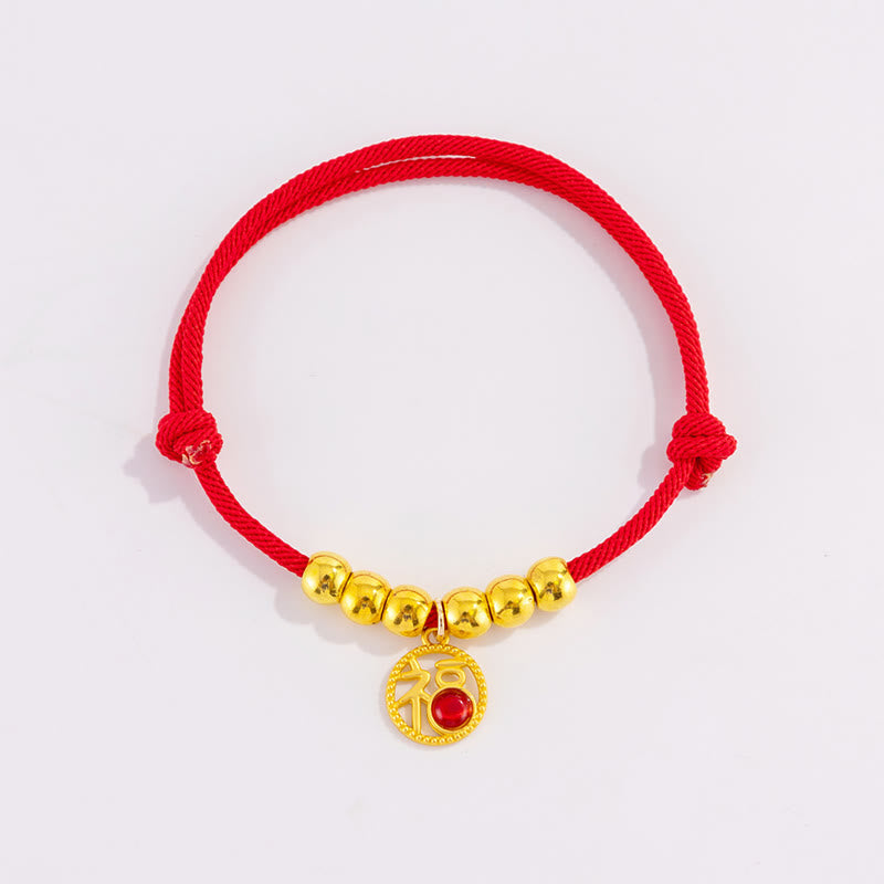 Nimara Ritual Red String Bead Yuanbao Fu Character Protection Adjustable Cats Dogs Pet Collar