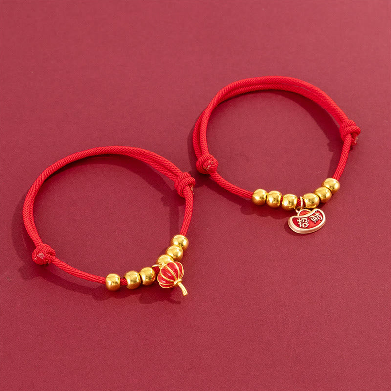 Nimara Ritual Red String Bead Yuanbao Fu Character Protection Adjustable Cats Dogs Pet Collar