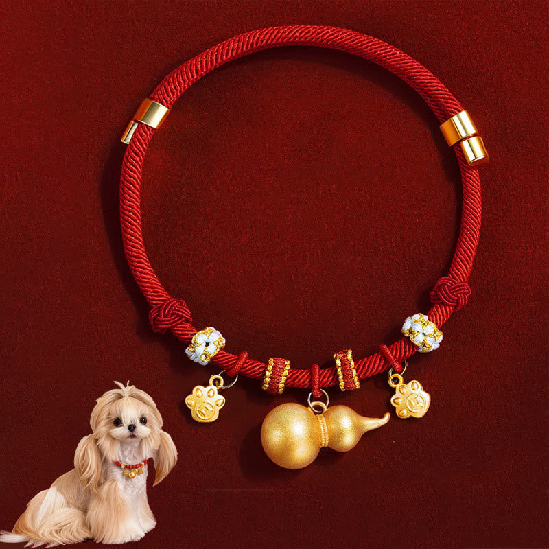 Nimara Ritual Red String Bead Compass Gourd Protection Adjustable Cats Dogs Pet Collar