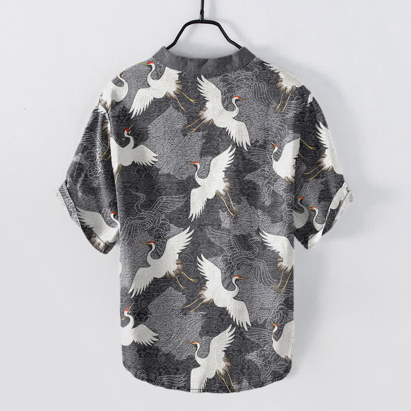 Nimara Ritual Crane Short Sleeve Men's Shirt Resort Casual