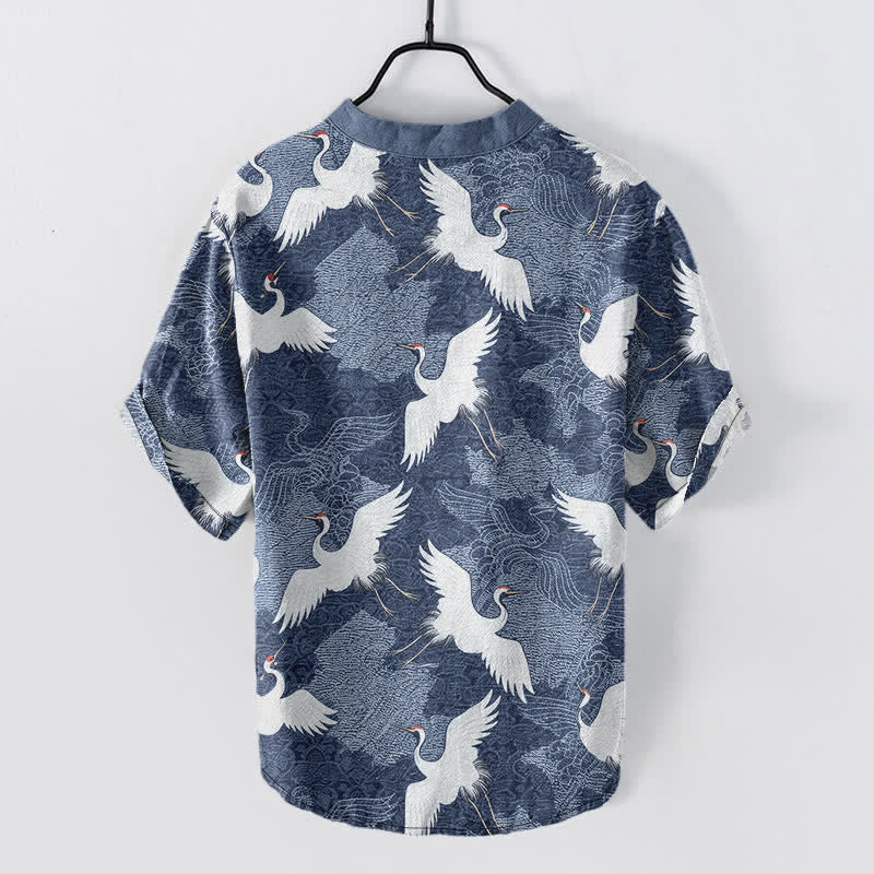 Nimara Ritual Crane Short Sleeve Men's Shirt Resort Casual