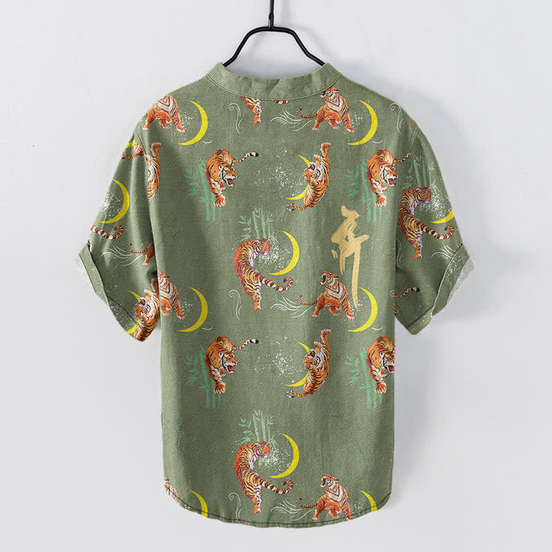 Nimara Ritual Tiger Moon Bamboo Men's Short Sleeve Resort Shirt