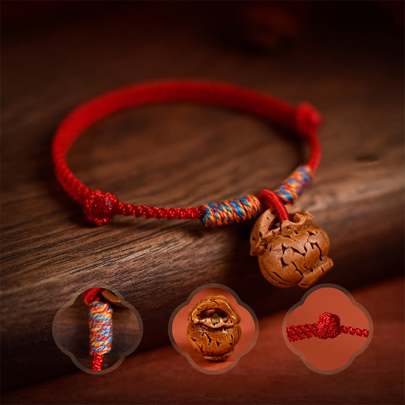 Nimara Ritual Plaited Peach Pit Red String Strength Adjustable Cats Dogs Pet Collar
