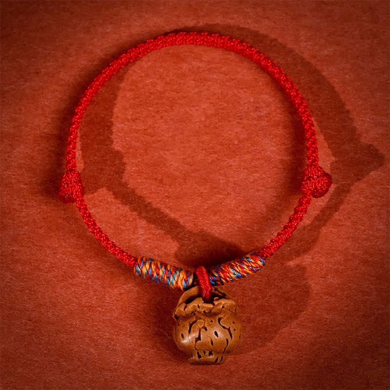 Nimara Ritual Plaited Peach Pit Red String Strength Adjustable Cats Dogs Pet Collar