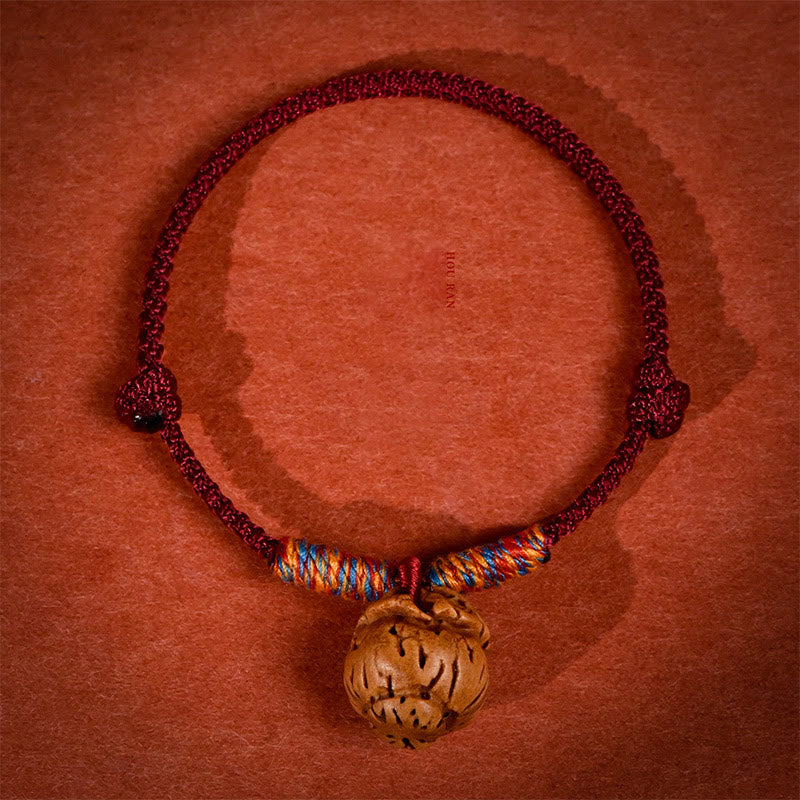 Nimara Ritual Plaited Peach Pit Red String Strength Adjustable Cats Dogs Pet Collar