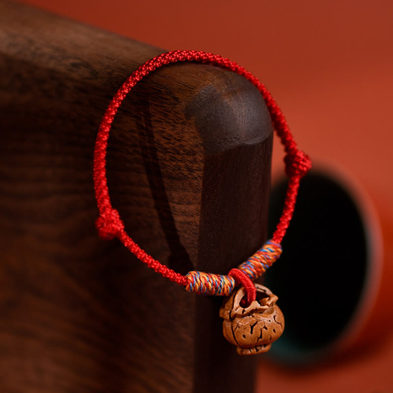Nimara Ritual Plaited Peach Pit Red String Strength Adjustable Cats Dogs Pet Collar