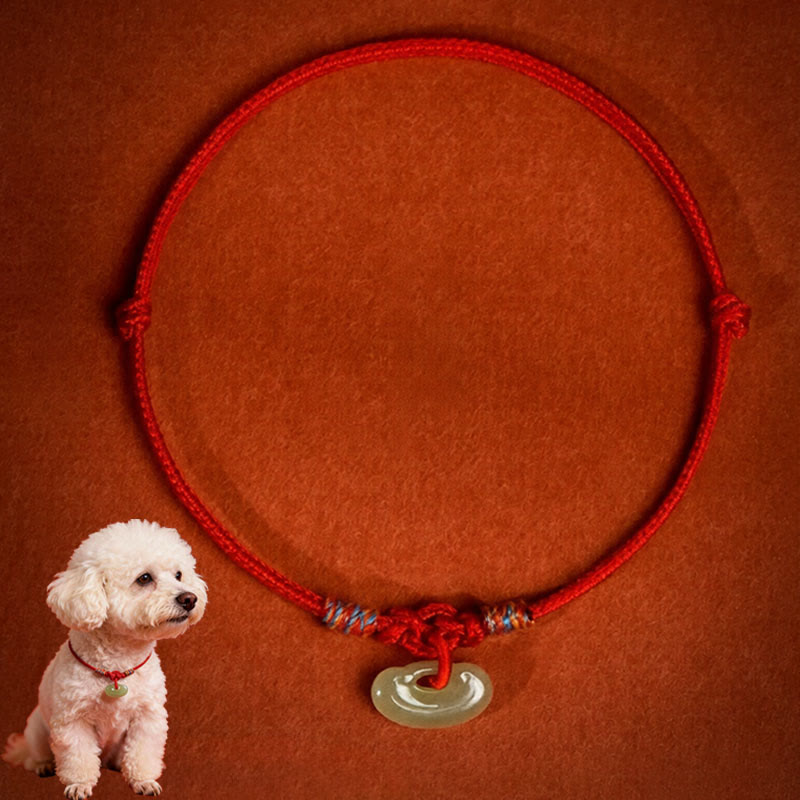 Nimara Ritual Red String Plaited Jade Protection Adjustable Cats Dogs Pet Collar