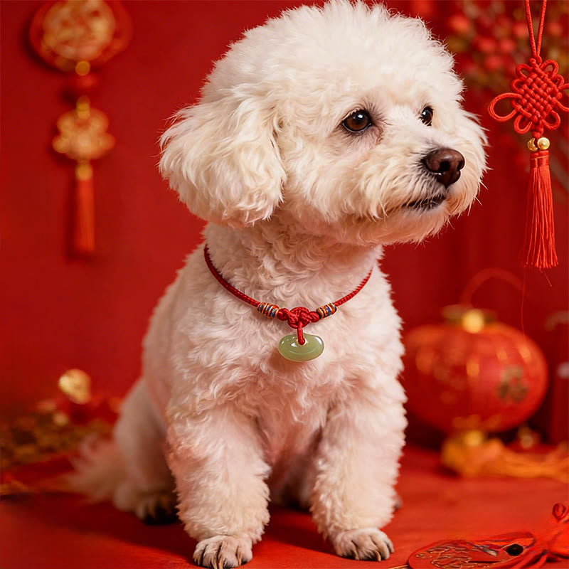 Nimara Ritual Red String Plaited Jade Protection Adjustable Cats Dogs Pet Collar
