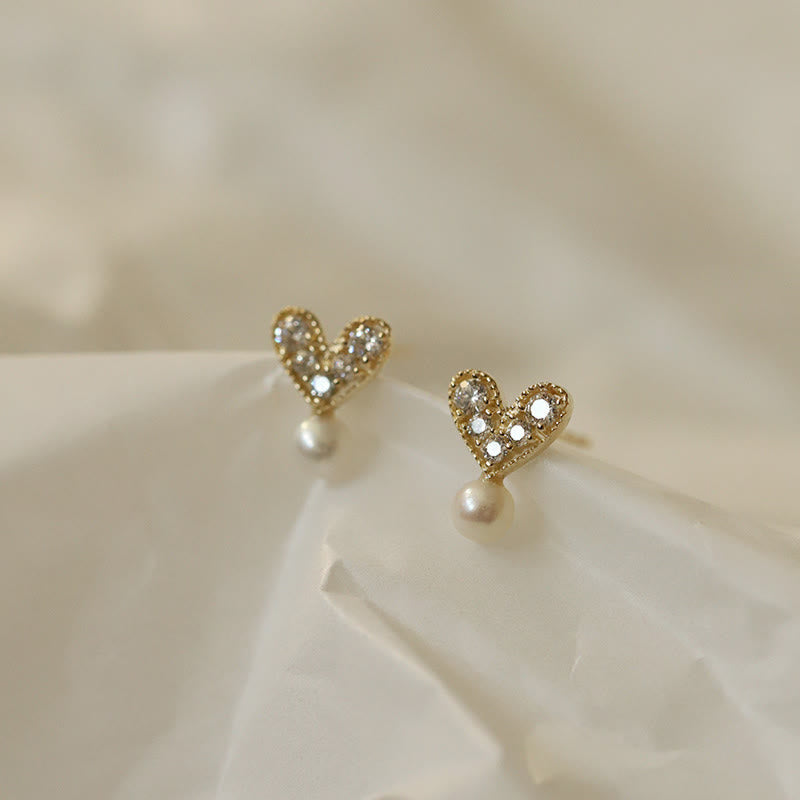Nimara Ritual 925 Sterling Silver Plated With Gold Heart Design Sincerity Earrings