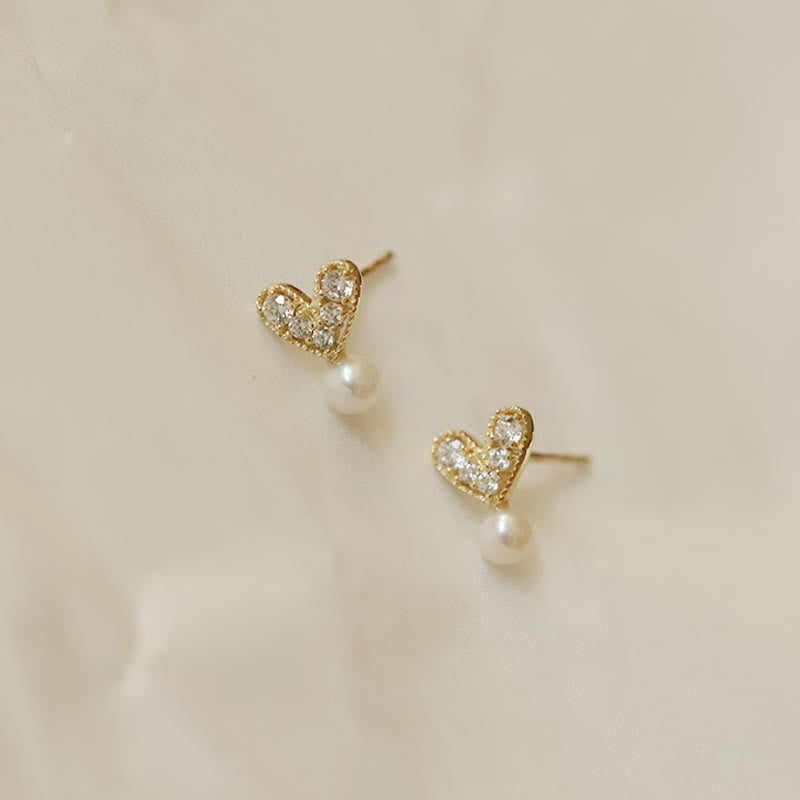Nimara Ritual 925 Sterling Silver Plated With Gold Heart Design Sincerity Earrings