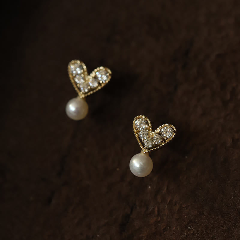 Nimara Ritual 925 Sterling Silver Plated With Gold Heart Design Sincerity Earrings