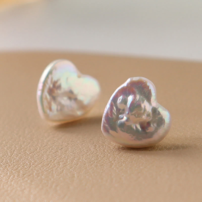 Nimara Ritual Retro Pearl Heart Shape Design Wisdom Stud Earrings