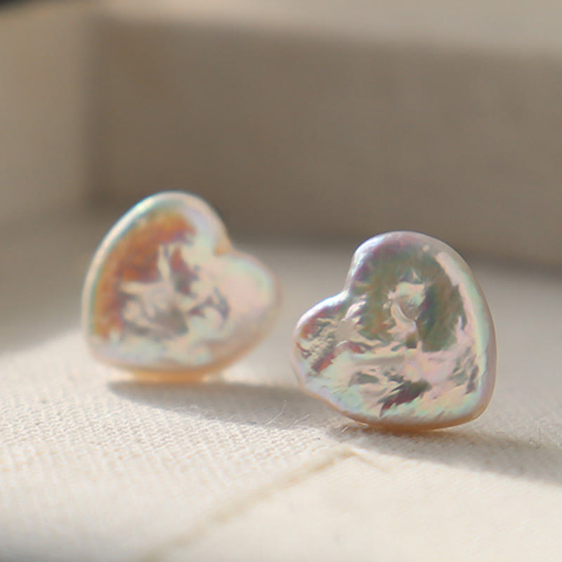 Nimara Ritual Retro Pearl Heart Shape Design Wisdom Stud Earrings